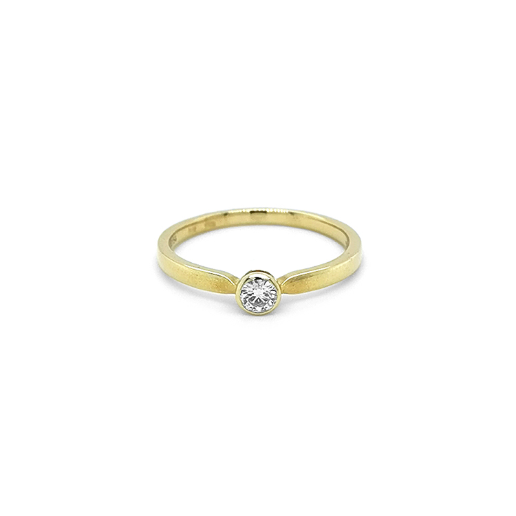 Zlatý Zanubní Prsten s Diamantem